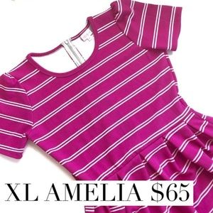 LulaRoe XL Amelia Pink with White Stripes
